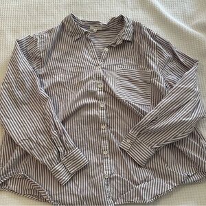 Maurice's Women's Lavender and White Striped Button-Up Shirt